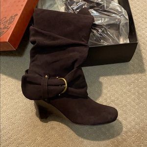 Brown Suede Boots with detailing
